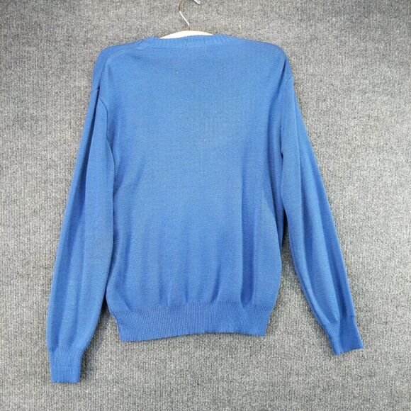 Vintage Izod Lacoste V Neck Knit Sweater Size 20 Blue Embroidered Crocodile Logo - Picture 2 of 14